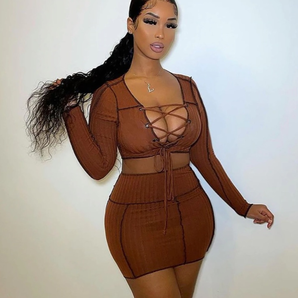 Brown skirt set